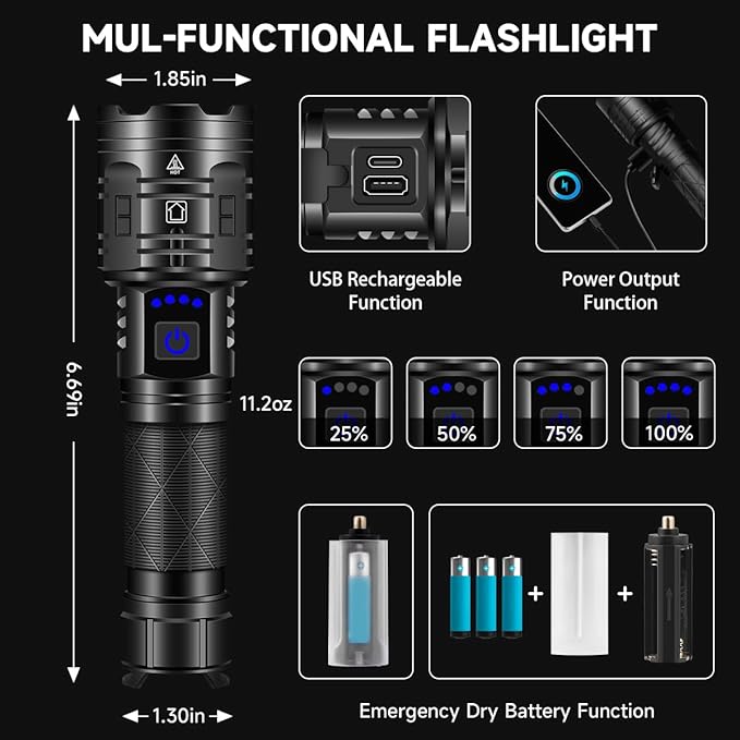 High Lumens LED Flash Light - Rechargeable - VIP