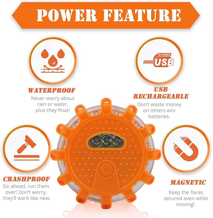 Emergency LED Road Flares - 3 Pack