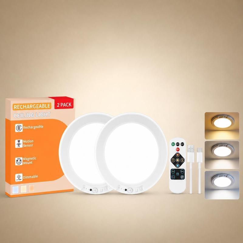 Rechargeable Motion Sensor Ceiling Lights (2-Pack)