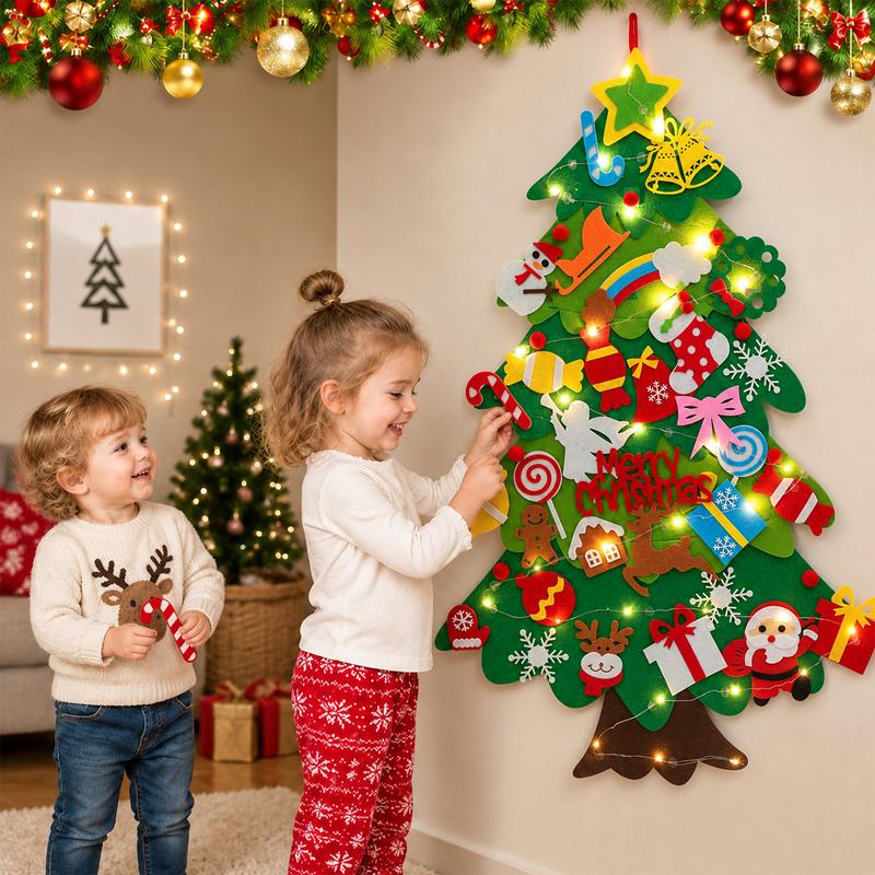 Felt Christmas Tree for Kids with Lights