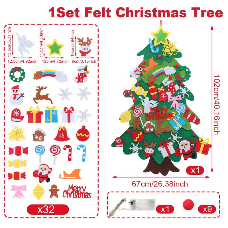 Felt Christmas Tree for Kids with Lights