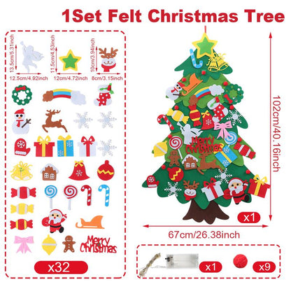 Felt Christmas Tree for Kids with Lights
