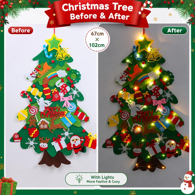 Felt Christmas Tree for Kids with Lights