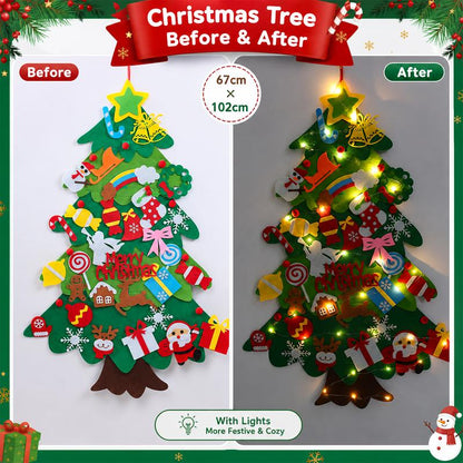 Felt Christmas Tree for Kids with Lights