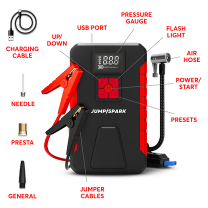 JumpSpark™ 4-in-1 Jump Starter and Air Pump