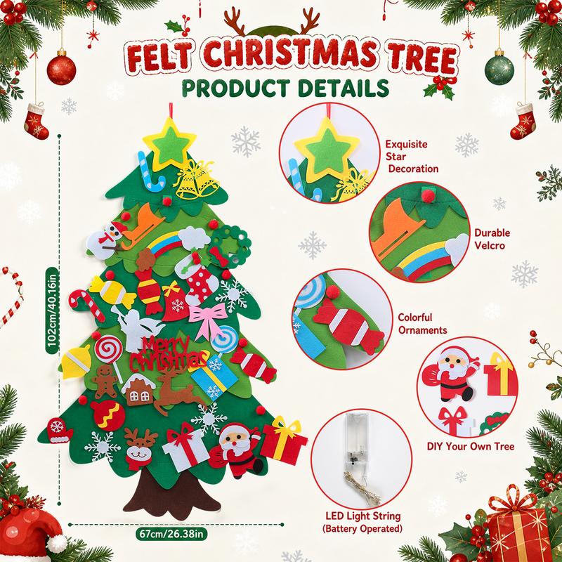 Felt Christmas Tree for Kids with Lights