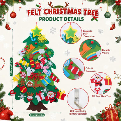 Felt Christmas Tree for Kids with Lights