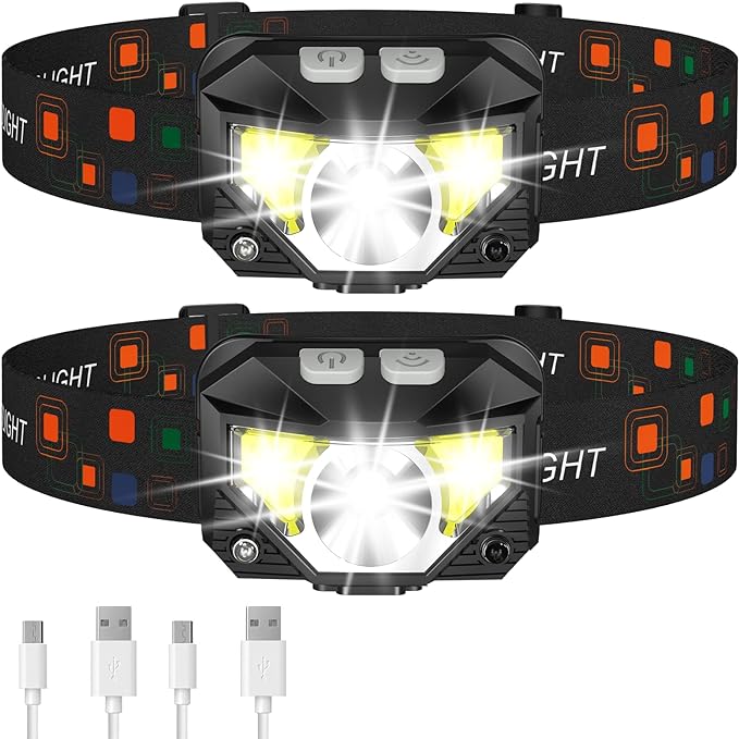 Ultra Bright LED Rechargeable Headlight - 2 Pack