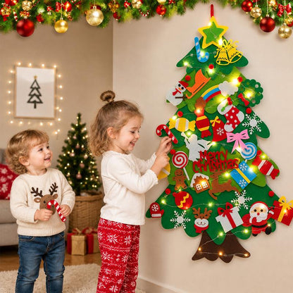 Felt Christmas Tree for Kids with Lights
